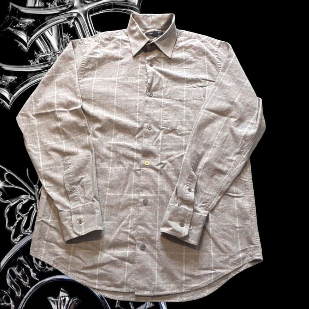 Banana-republic Men's Grey and Brown Shirt